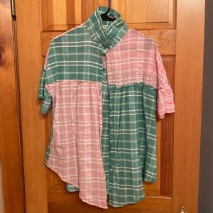 EUC oversized button down with flutter sleeves